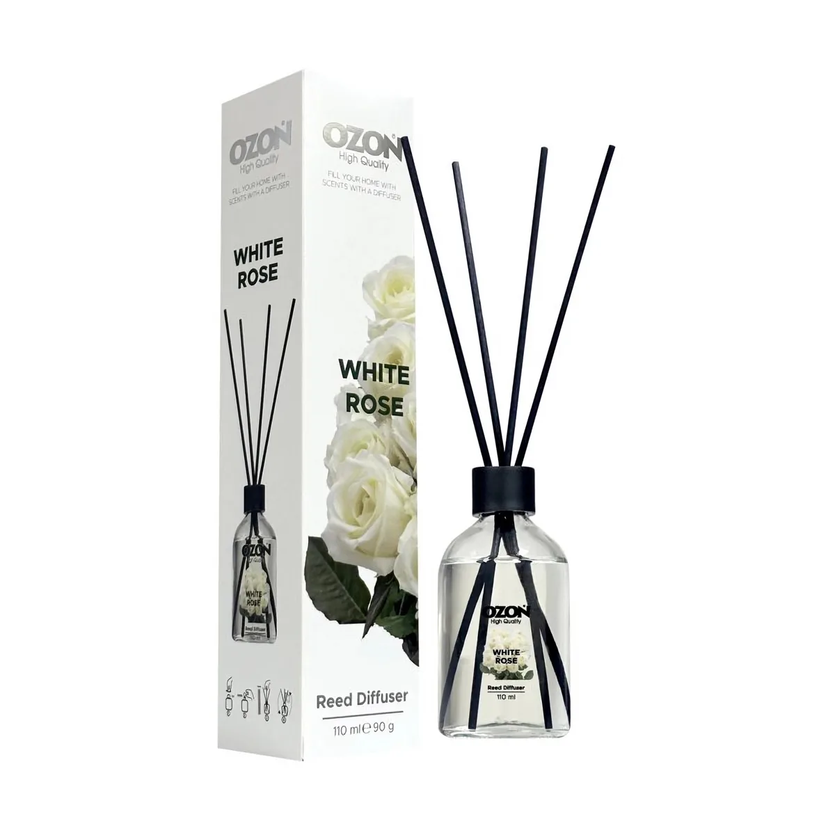 Ozon Αρωματικό Reed Diffuser White Rose 110ml