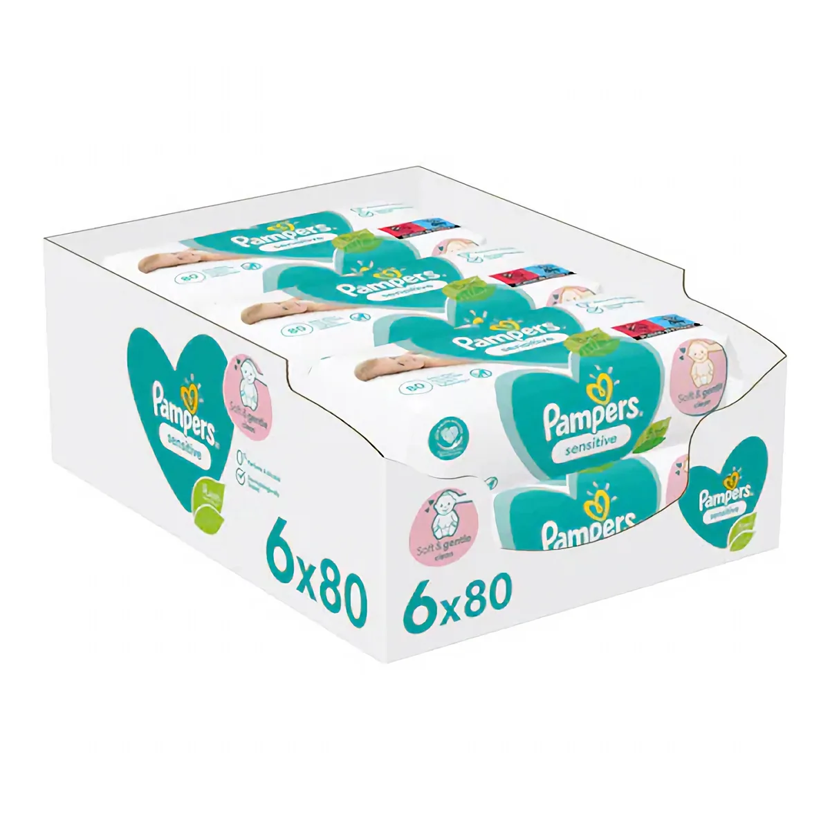 Μωρομάντηλα Pampers Wipes Sensitive Mega Bοx 6×80τμχ (480τμχ)